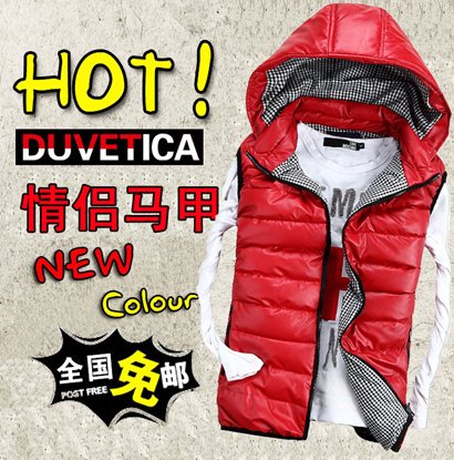 Autumn and winter lovers vest female vest fashion removable cap vest down cotton vest male