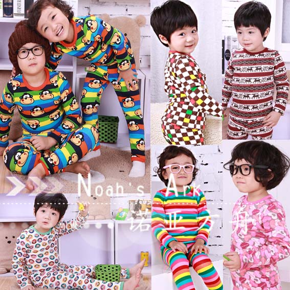 Autumn and winter male child female child baby children's clothing 2012 child underwear 100% cotton sleep set cy3208