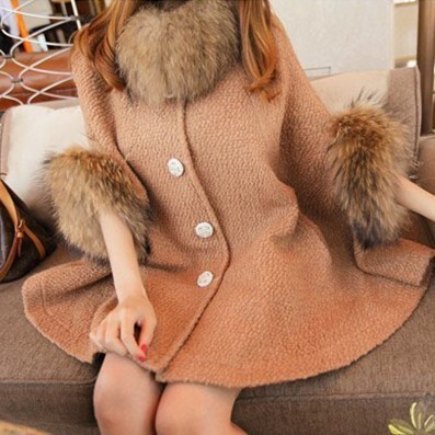 Autumn and winter maternity clothing/disassemblability raccoon fur /maternity woolen cloak overcoat / outerwear