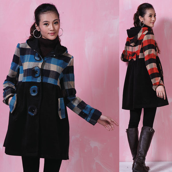 Autumn and winter maternity clothing - LUCKBAO wool dreadfulness with a hood overcoat maternity outerwear h8262