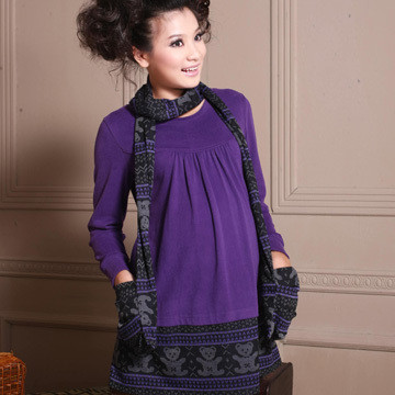 Autumn and winter maternity clothing maternity top purple scarf