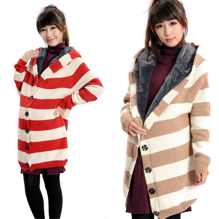 Autumn and winter maternity clothing multicolour stripe cashmere sweater outerwear maternity top maternity outerwear