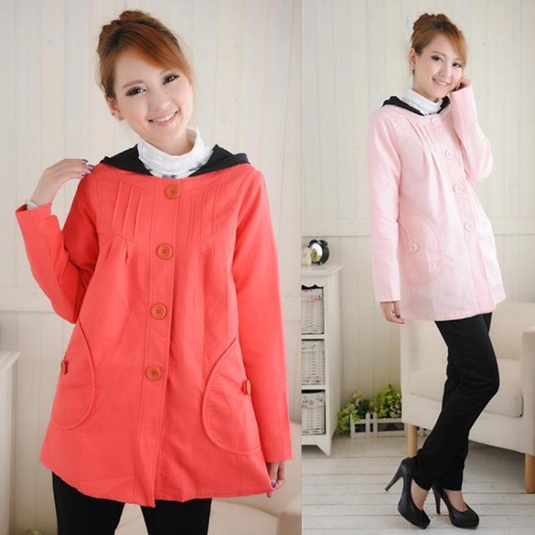 Autumn and winter maternity clothing outerwear top casual with a hood maternity trench overcoat