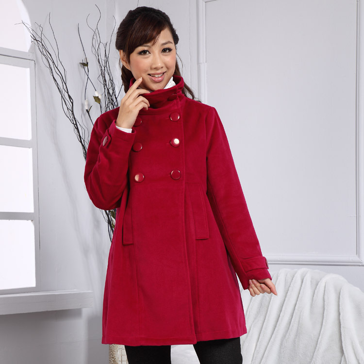 Autumn and winter maternity clothing veronica then double breasted maternity outerwear overcoat skirt long-sleeve stand collar