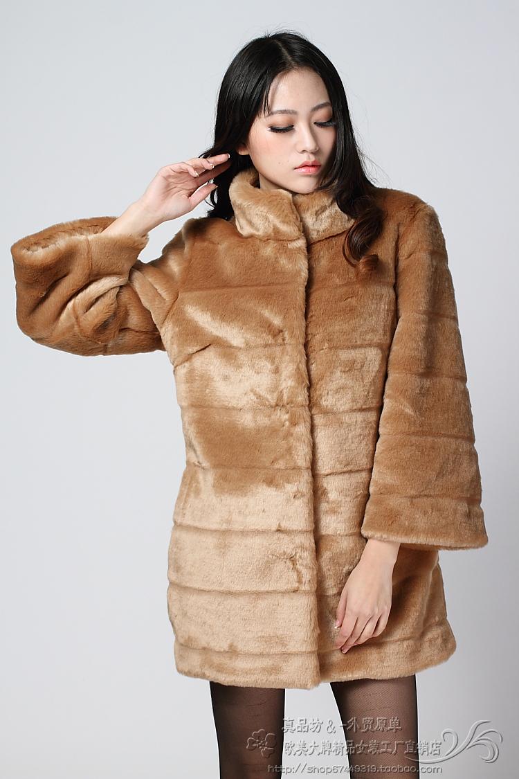 Autumn and winter new arrival fox fur stand collar plush female overcoat