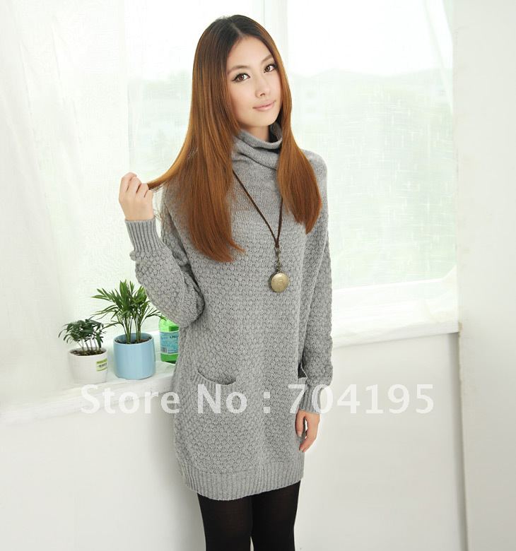 Autumn and winter new arrival heap turtleneck medium-long sweater loose long-sleeve sweater 6614