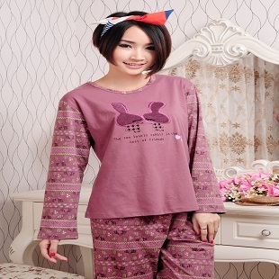 Autumn and winter new arrival long-sleeve women's sleep set cartoon double pattern 100% cotton lounge female