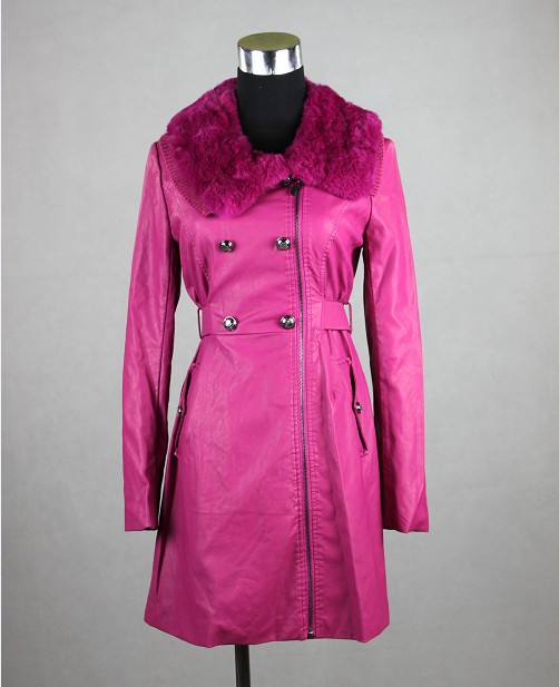 Autumn and winter new arrival romantic water wash fur collar leather clothing isn't outerwear trench 114y005 699