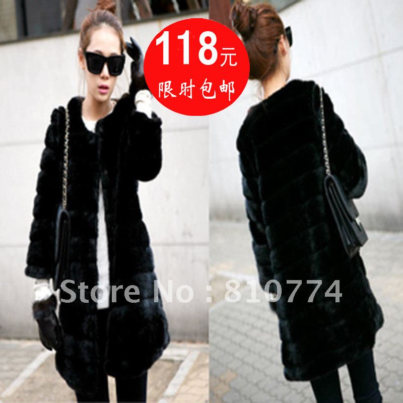 Autumn and winter outerwear trophonema medium-long thickening fur coat 2012 809