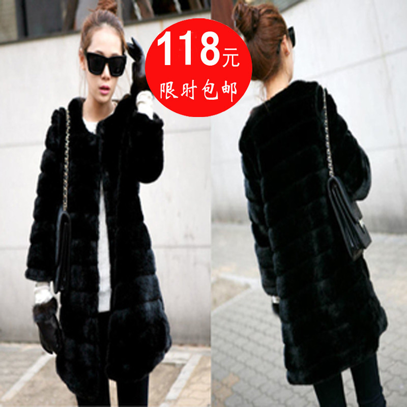 Autumn and winter outerwear trophonema medium-long thickening fur coat 2012 809