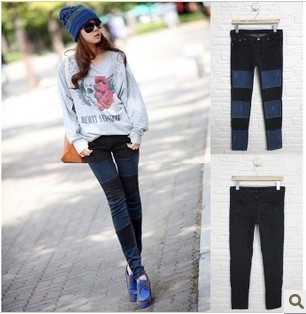 Autumn and winter pants personalized patchwork tight-fitting skinny pants pencil pants jeans y9024