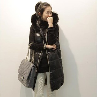 Autumn and winter plus size long design fur collar zipper with a hood thermal down cotton thickening vest long vest female