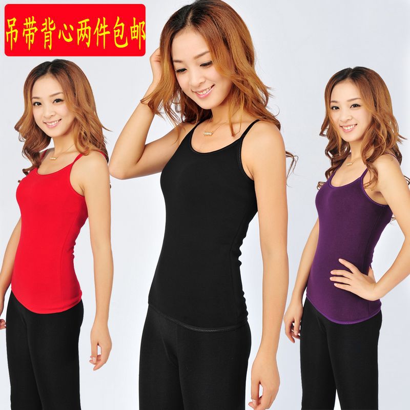 Autumn and winter plus velvet thickening women's thermal vest female body shaping spaghetti strap thermal top underwear basic