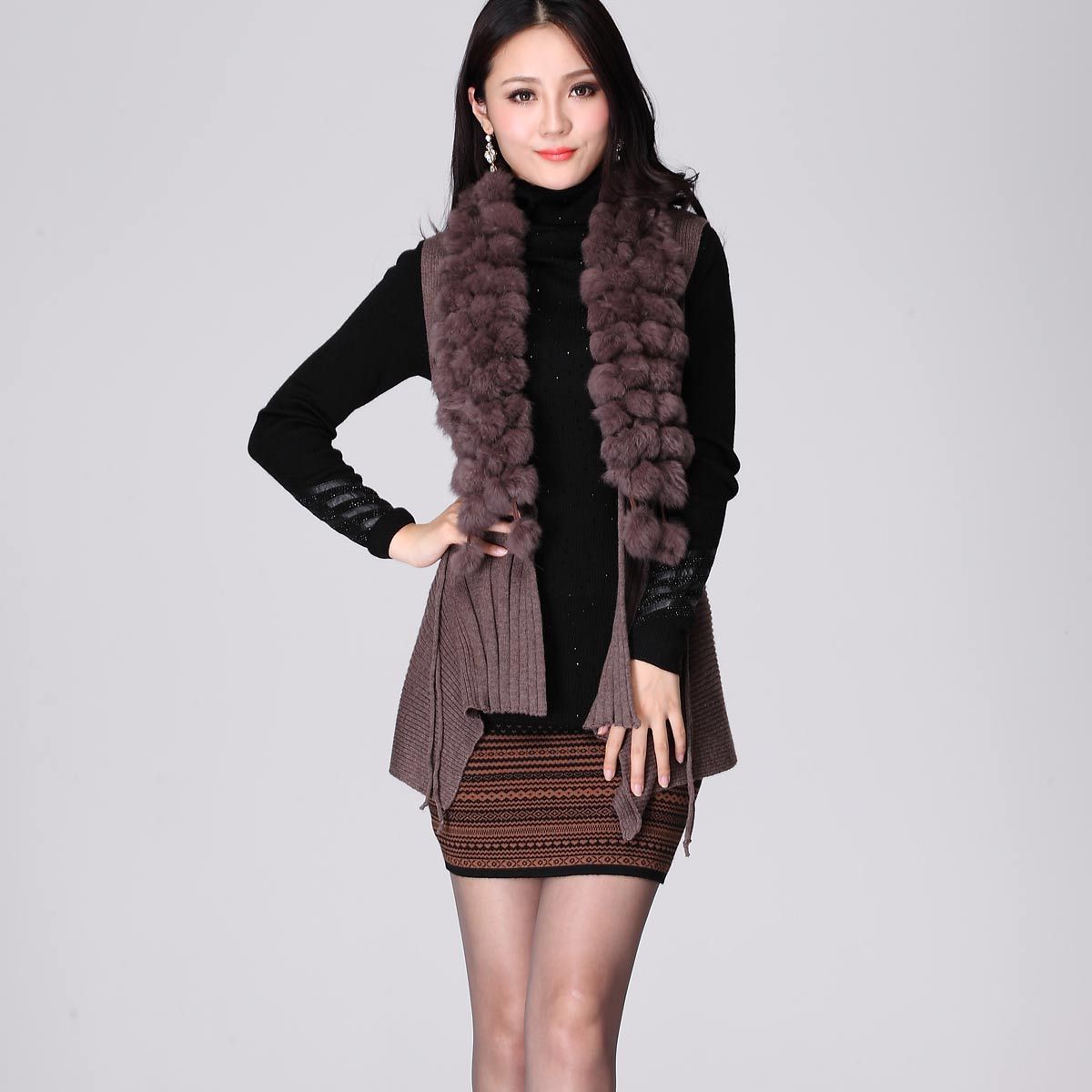 Autumn and winter popular quality women's sweater cape autumn and winter sexy rabbit sweater vest