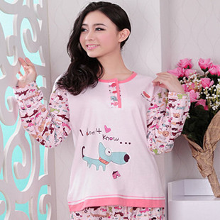 Autumn and winter princess women's cartoon penitently dog 100% cotton set long-sleeve sleepwear