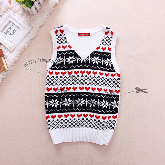 Autumn and winter pullover fashion preppy style female V-neck small jacquard sweater vest wool waistcoat