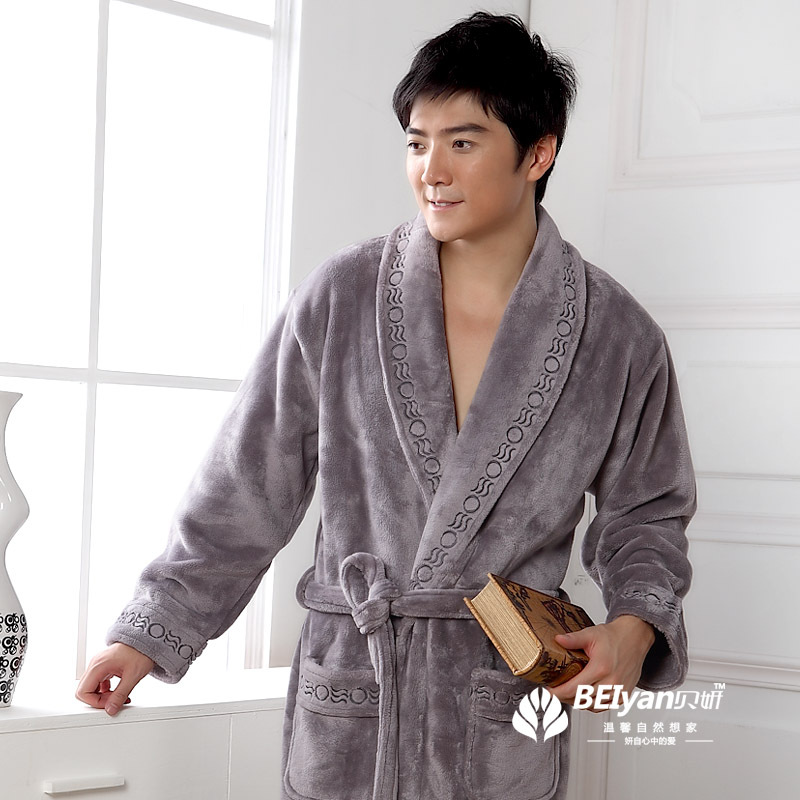 Autumn and winter quality thickening warm and coral fleece male robe coral fleece robe long-sleeve sleepwear 83132