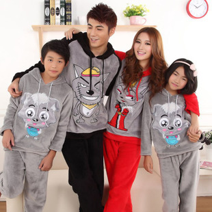 Autumn and winter red wolf lovers sleepwear cartoon long-sleeve thickening coral fleece sleepwear lounge