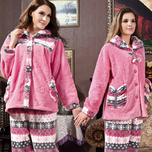 Autumn and winter rgxzr women's thickening double faced coral fleece sleepwear autumn and winter lounge