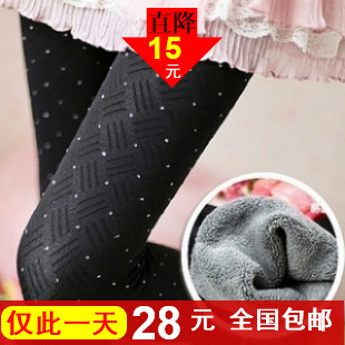 Autumn and winter round dot thickening plaid double layer thermal charcoal pants ankle length trousers legging