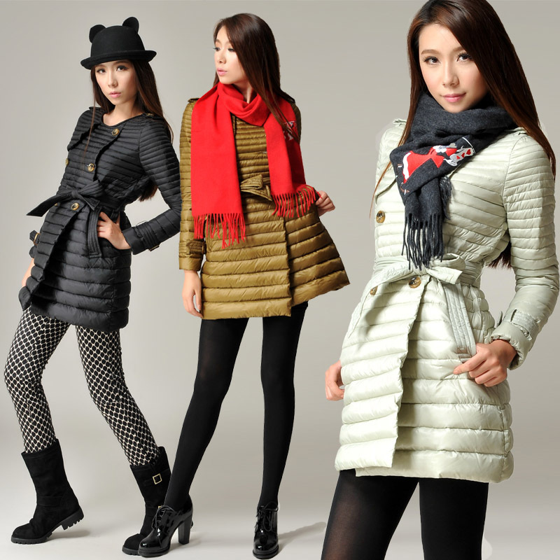 Autumn and winter sewing thread medium-long slim down coat Women new arrival top outerwear