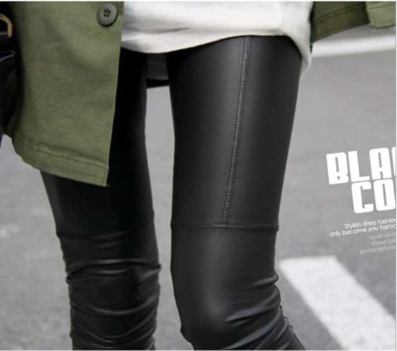 Autumn and winter sexy plus velvet thickening repair leather legging pants