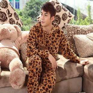 Autumn and winter sleepwear male casual thickening coral fleece sleepwear 2 piece set long-sleeve sleepwear lounge set