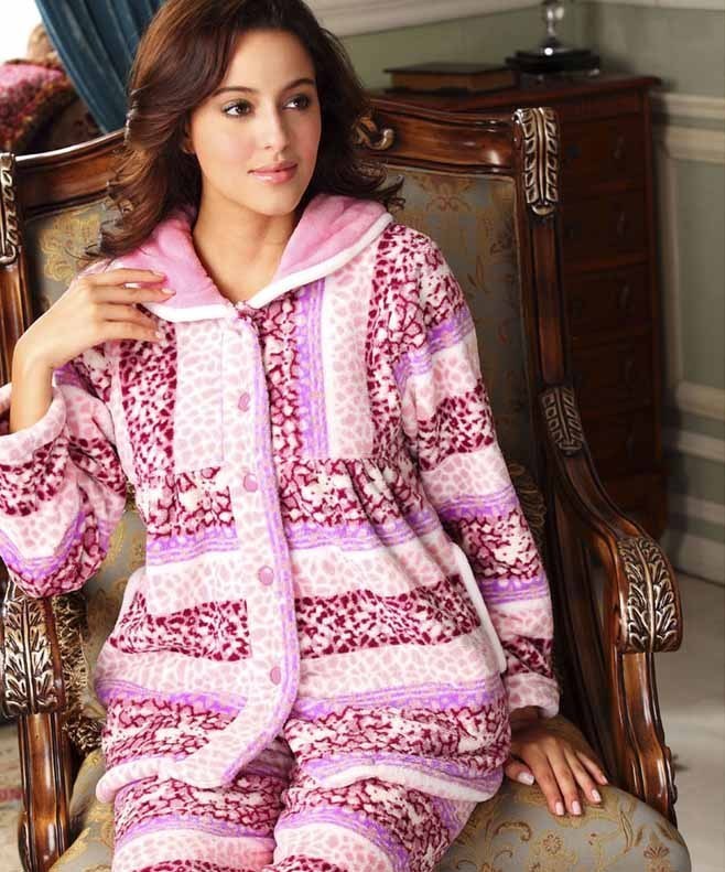 autumn and winter sleepwear women's coral fleece set lounge z11008