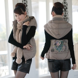 Autumn and winter slim vest zipper hooded vest fashionable casual down cotton vest