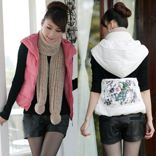 Autumn and winter slim vest zipper hooded vest fashionable casual down cotton vest female