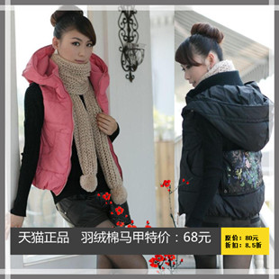 Autumn and winter slim vest zipper hooded vest fashionable casual down cotton vest female