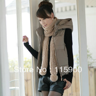 Autumn and winter slim  zipper design fashionable casual down cotton vest with a hood