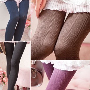 Autumn and winter stripe peach flower pantyhose autumn and winter stockings thickening elasticity legging socks female