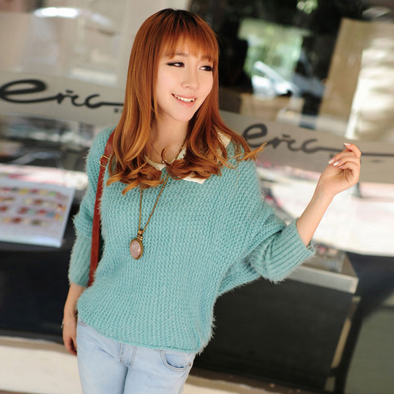 Autumn and winter sweater outerwear female autumn new arrival loose sweet women's mohair batwing shirt