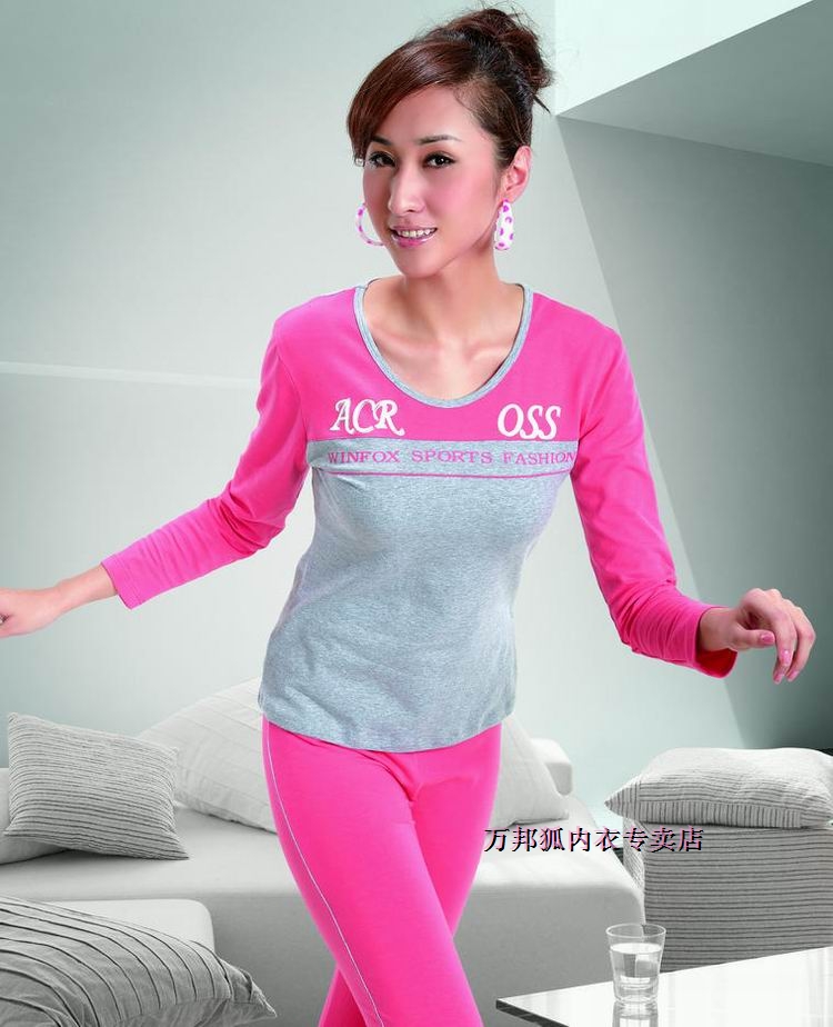 Autumn and winter thermal underwear women's 100% cotton set