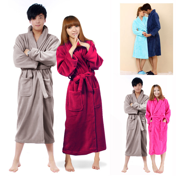 Autumn and winter thickening coral fleece robe bathrobes lovers sleepwear male robe lounge