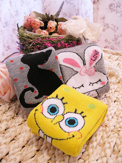 Autumn and winter thickening loop pile towel socks cartoon cotton female socks plush wz027