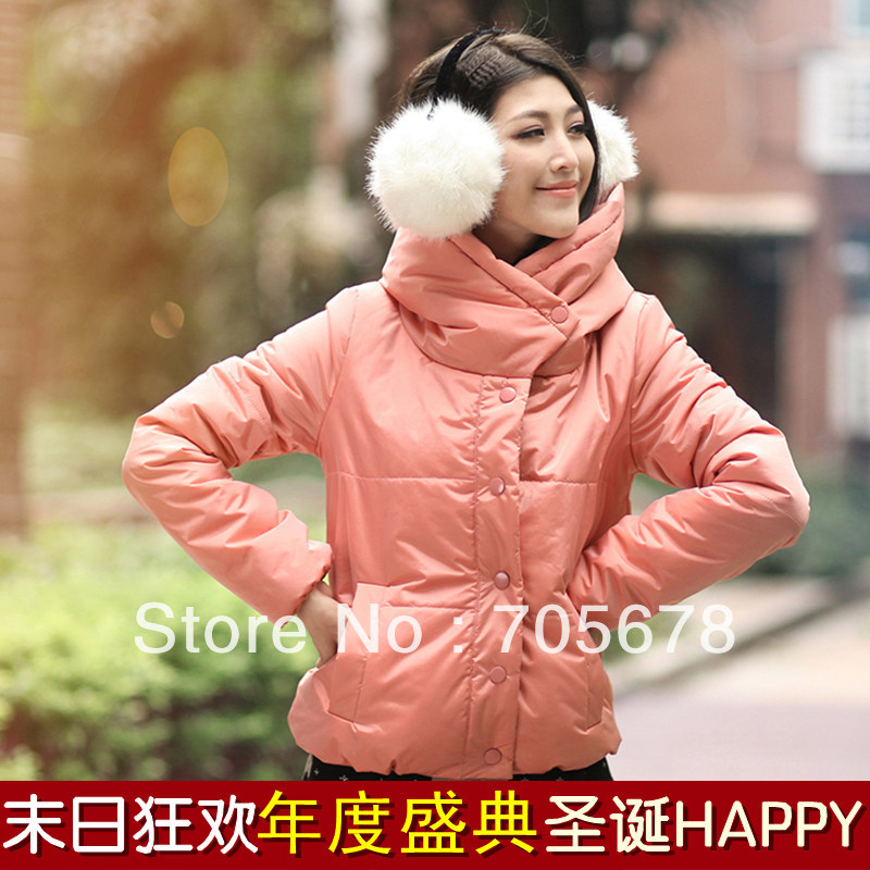 autumn and winter thickening outerwear cotton-padded  women jacket with hooded short design cotton-padded jacket