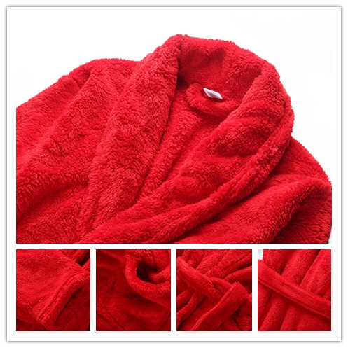 Autumn and winter thickening women's coral fleece robe bathrobes pure red coral fleece robe