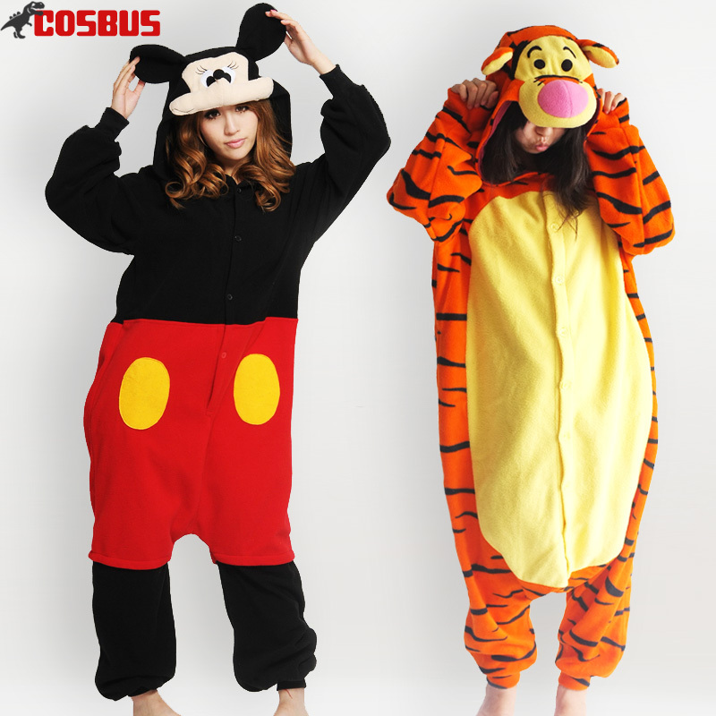 Autumn and winter tiggerific MICKEY MINNIE cartoon animal one piece sleepwear lounge