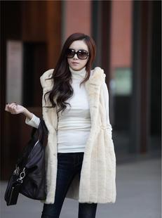 Autumn and winter vest female slim medium-long vest with a hood faux wool vest freeshipping