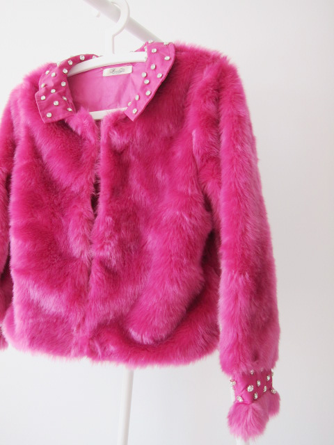 Autumn and winter vivi magazine faux outerwear belt diamond fur coat short design female