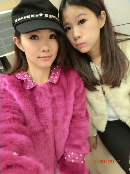 Autumn and winter vivi magazine faux outerwear belt diamond fur coat short design female