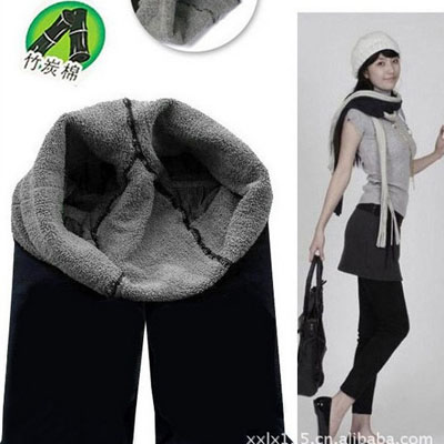 Autumn and winter warm pants bamboo charcoal fiber double layer thickening double layer bamboo charcoal ankle length trousers