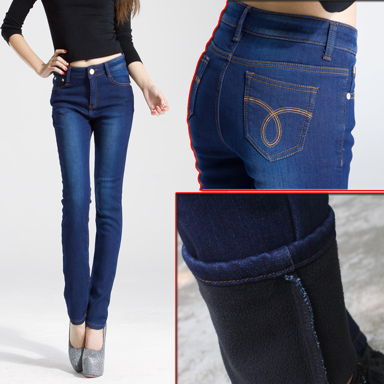 Autumn and winter warm pants thickening pants legging pants straight pants slim trousers boot cut jeans