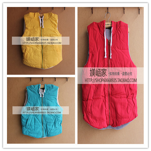 Autumn and winter with a hood chromophous zipper women's bread service vest all-match