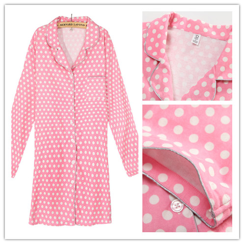 Autumn and winter Women 100% cotton flannelet robe nightgown 100% cotton sleepwear plus size at home service