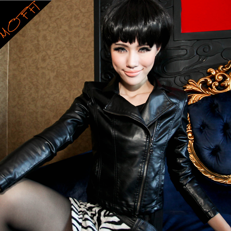 Autumn and winter women 2012 outerwear fashion slim short design motorcycle water wash PU small leather clothing