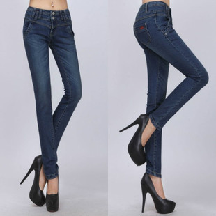 Autumn and winter women classic version of casual women's jeans elastic skinny pants