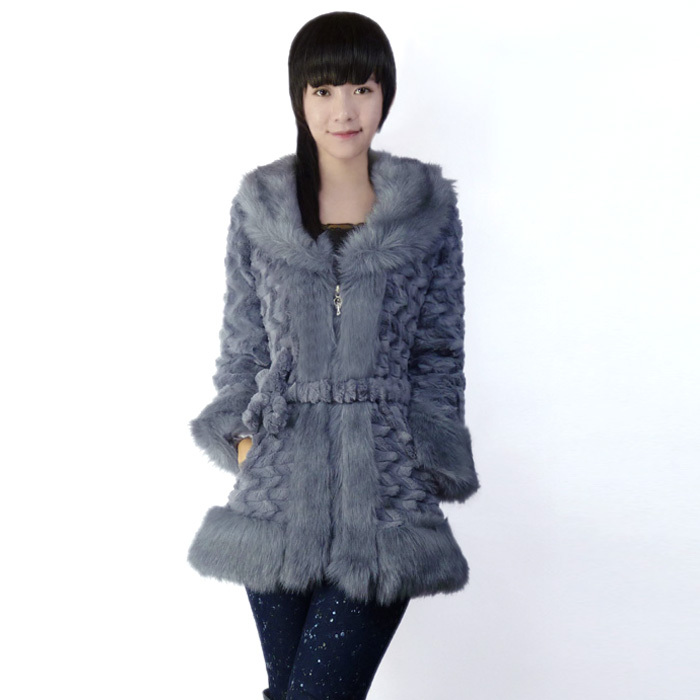 autumn and winter women large faux fur collar jacket lady slim thermal faux rabbit fur coat outerwear drop free shipping